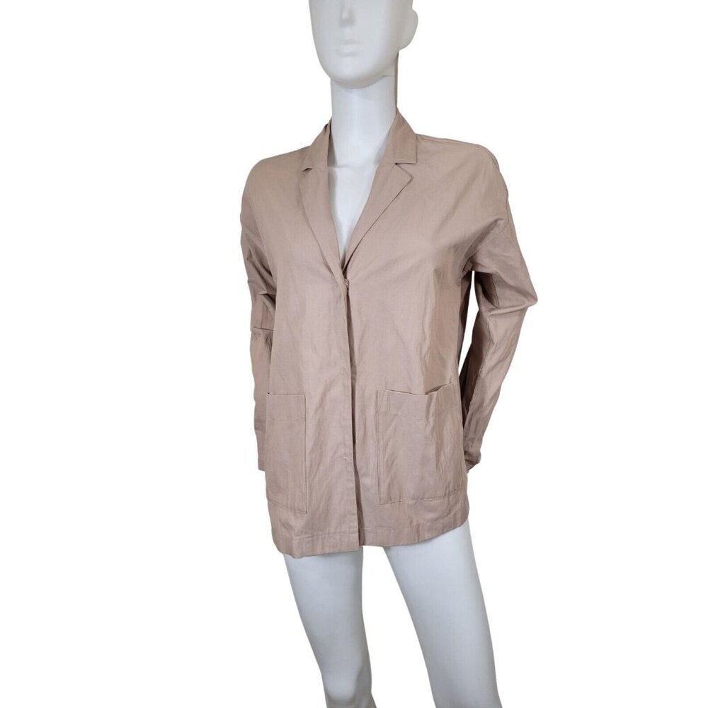 Eileen Fisher Women's Size XS Oversized Blazer jacket Tan Organic Cotton (30)